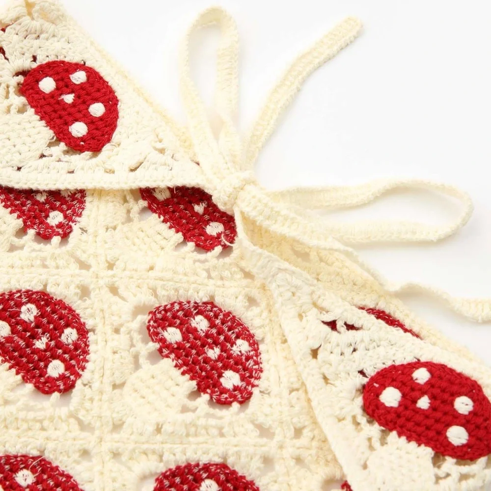 New! Anthropologie-Mushroom Crochet Hair Scarf